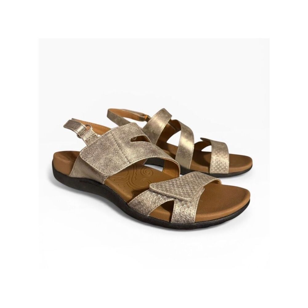 Rockport Ridge Asymmetrical Sandals Women's size 8.5 Adjustable Metallic Gold